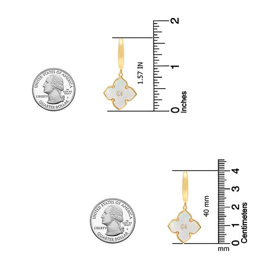 LeCalla Серьги-подвески из стерлингового серебра 925 пробы с позолотой 14 карат из перламутра с цветком оникса и кубическим цирконием для женщин-подростков