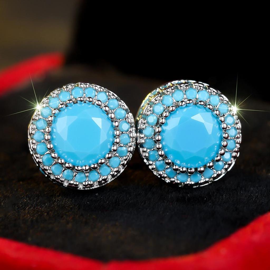 Новые серьги-пусеты круглой формы с полным бриллиантом в гонконгском стиле для женщин - Европейский и американский высококлассный полый дизайн, инновационные и стильные украшения