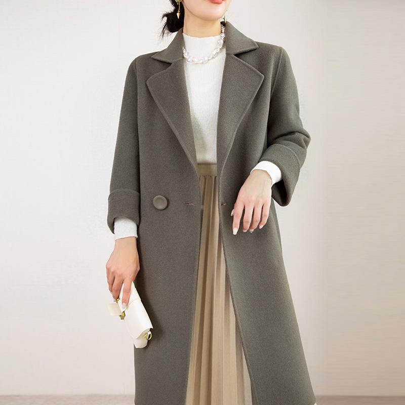 Женское пальто 100% шерсть TIDENOVEL Осеннее шерстяное пальто ручной работы Длинное пальто-бушлат Зимнее теплое кашемировое длинное пальто Пальто