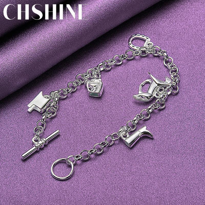 CHSHINE 925 Sterling Silver Horse/Boots/Horseshoe Pendant Bracelet For Women Wedding Party Fashion Charm Jewelry