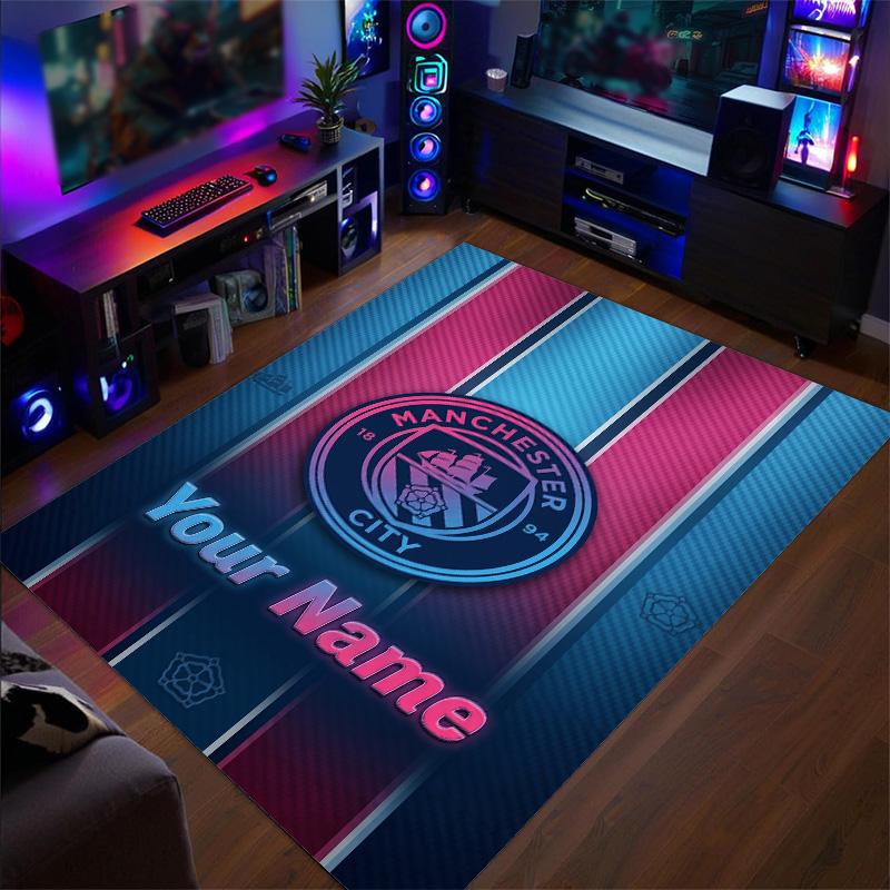 Crystal Velvet Rug Manchester City Print Custom Name Text Floor Mat Home Decor