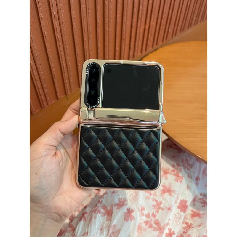 Purax Foldable Phone Case Full Coverage Electroplated Puff Quilted Style Shockproof PC Cover Women