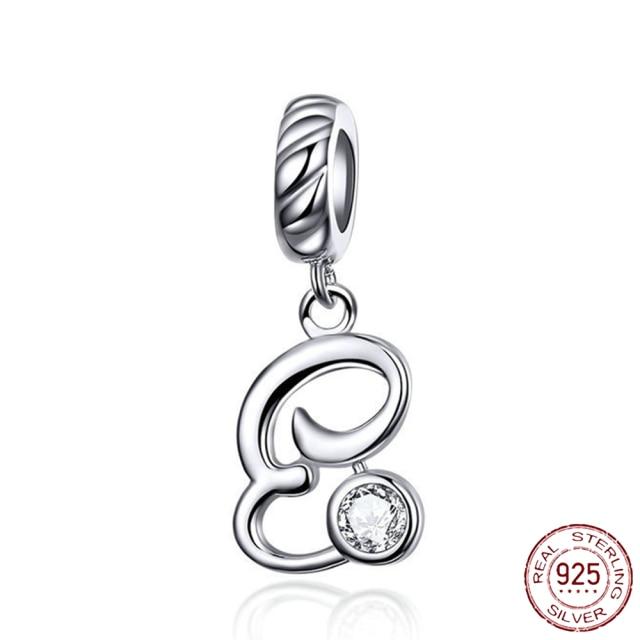 Браслет-подвеска из серебра 925 пробы с буквами AZ и буквами, бусины с именем для женщин, DIY кулон, изготовление ювелирных изделий