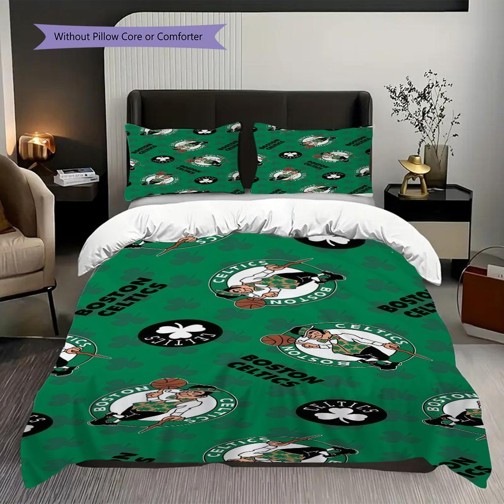 Celtics Spirit Green White Glory Three-piece set(1 * duvet cover + 2 * pillowcase, without core)Duvet cover and pillowcase Soft and comfortable