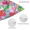 Lillies Chinoiserie Square Pillowcase Polyester Linen Velvet Pattern Zip Decorative Throw Pillow Case Car Cushion Cover 45X45