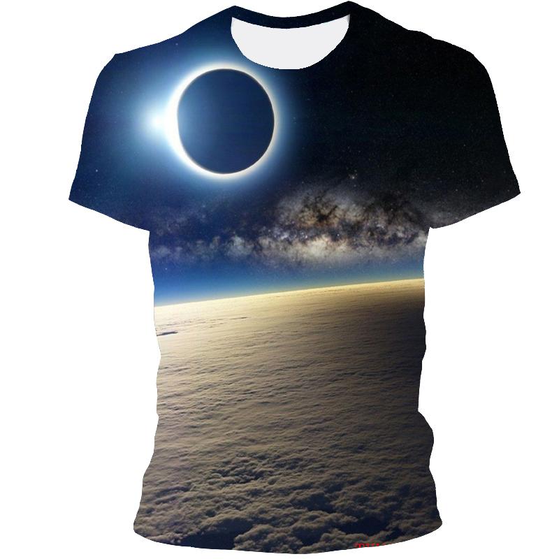 Vast Starry Sky Universe Graphic T Shirts For Men Summer Fashion 3D Space Planet Pattern T-shirt Personality Cool Style T-shirts
