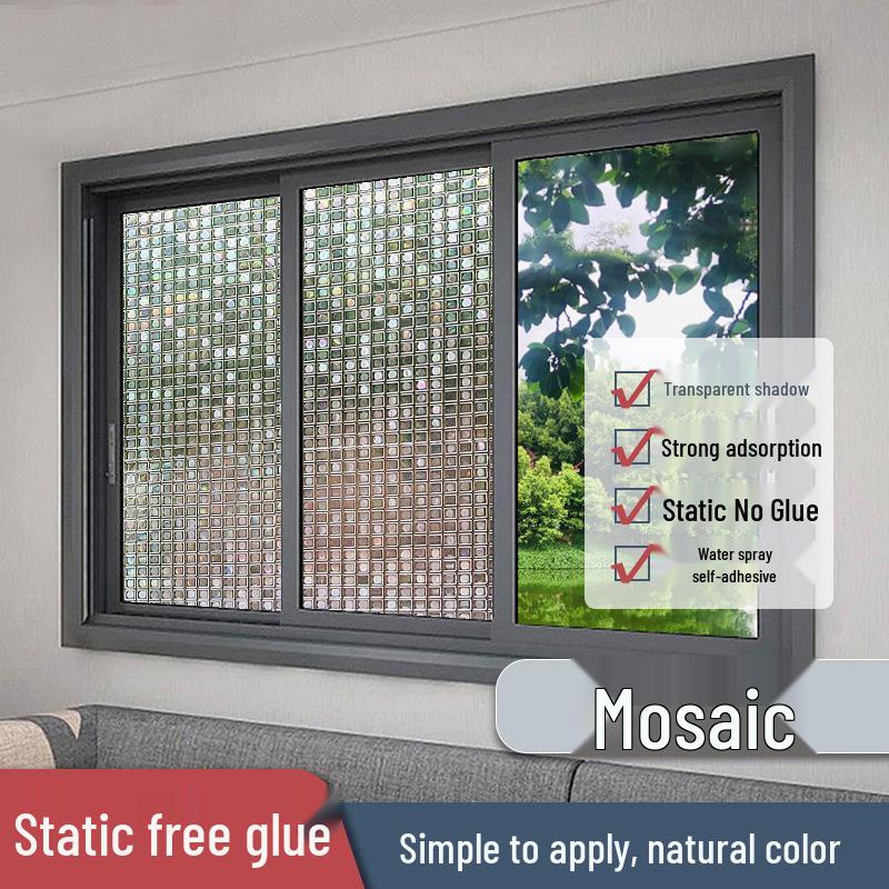 Матовая самоклеящаяся оконная пленка - Конфиденциальность и защита от посторонних взглядов, Бесклеевая наклейка на стекло для гостиной