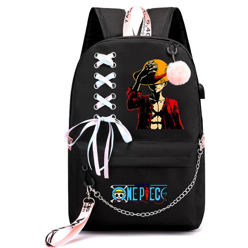 Аниме One Piece Printed Boy Girl Schoolbag Document Bag Student Book Bag for Girl Back To School Computer Charge Backpack Men Womens Casual Rucksack
