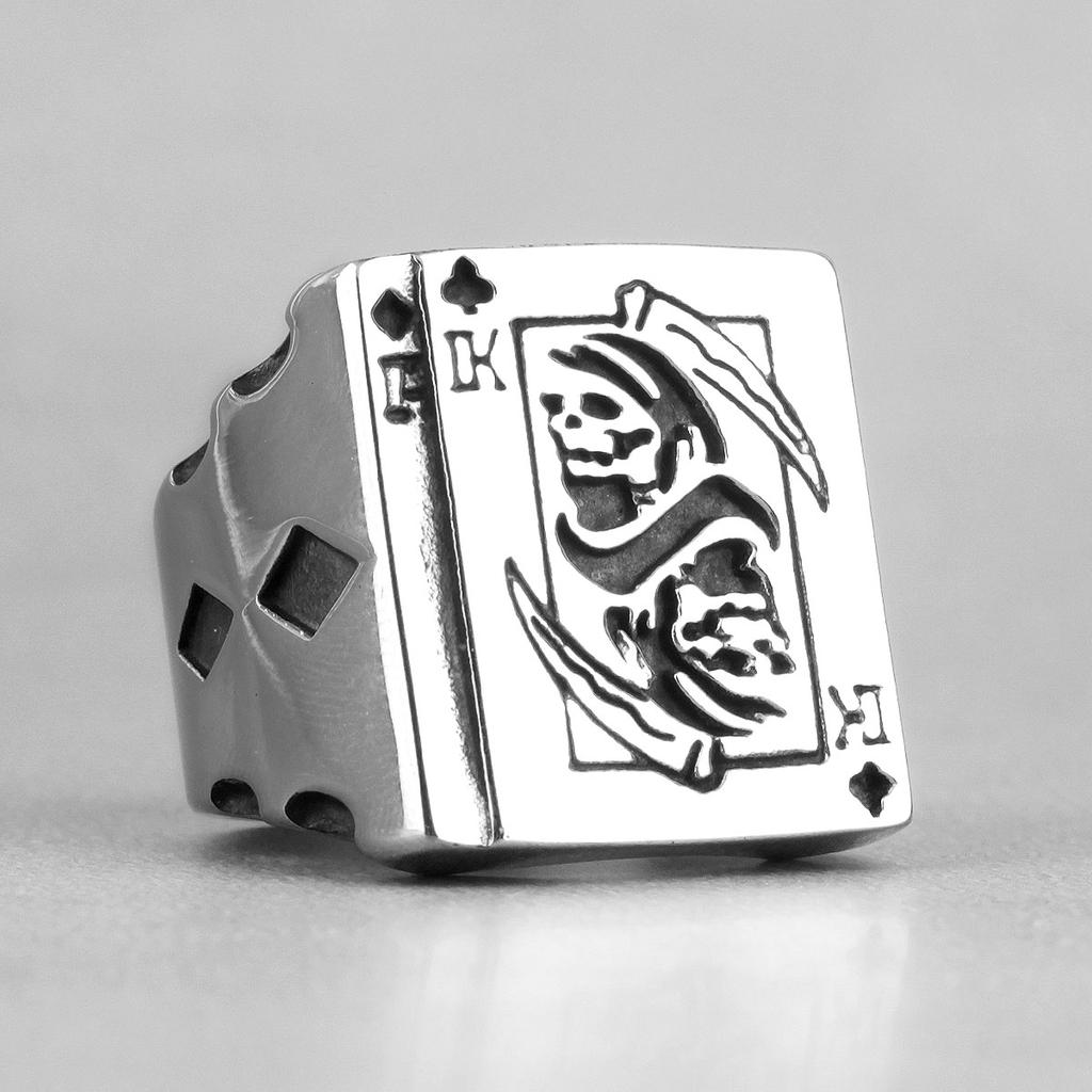Кольца Grim Reaper Poker King Skull из нержавеющей стали для мужчин в готическом стиле в стиле панк для парня-байкера, креативный подарок