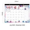 Июль 2025 - Декабрь 2026 18-месячный Большой Настольный Календарь Большие Линованные Блоки, Прозрачная Пластиковая Обложка Идеально подходит для Дома, Школы и Организации Офиса