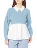 Jill by Jill Stuart Women's Layered Knit Sweater Blouse, Blue