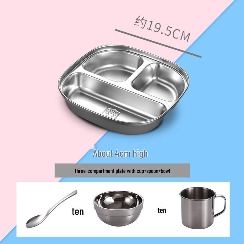 304 Stainless Steel Divided Kids' Meal Plate