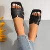 Women's Summer Large Size Square Toe Clip On Flat Slippers Casual Outdoor Wear Beach Sandals Shoes 36-43