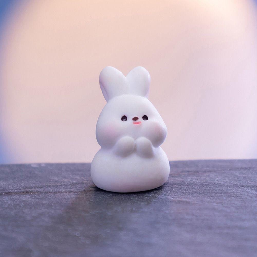 Chinese Style Bunny Micro Landscape Cartoon Bunny Statue Mooncake Rabbit Ornament  Fairy Garden