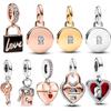 S925 Sterling Silver Love Padlock & Heart Dangle Charm Fit Original Bracelet Women Necklace Pendant DIY Jewelry
