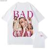 Футболка с графическим принтом Singer Bad Gyal Винтаж 90-х для унисекс Женщин Хип-хоп Уличная одежда Оверсайз Топы 100% Хлопок Футболка BG2