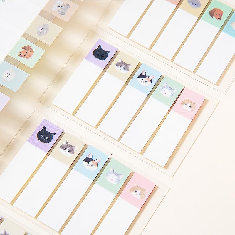 100Sheets Cute Cartoon Cat Dog Tabs Index Waterproof Self Adhesive Memo Pad Sticky Notes Bookmark Stationery School Supplies