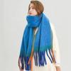 Double Sided Cashmere Shawl Tassel Scarf Windproof Wrapped Scarves Winter Women's Plaid Long Knitted Scarf Hijab Stole