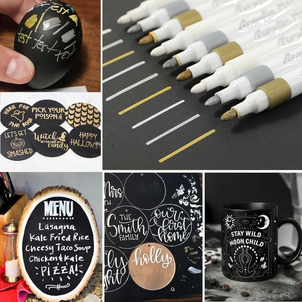 White Gold Silver Acrylic Paint Pens Markers Rock Painting Student Colored Pen for Art Projects