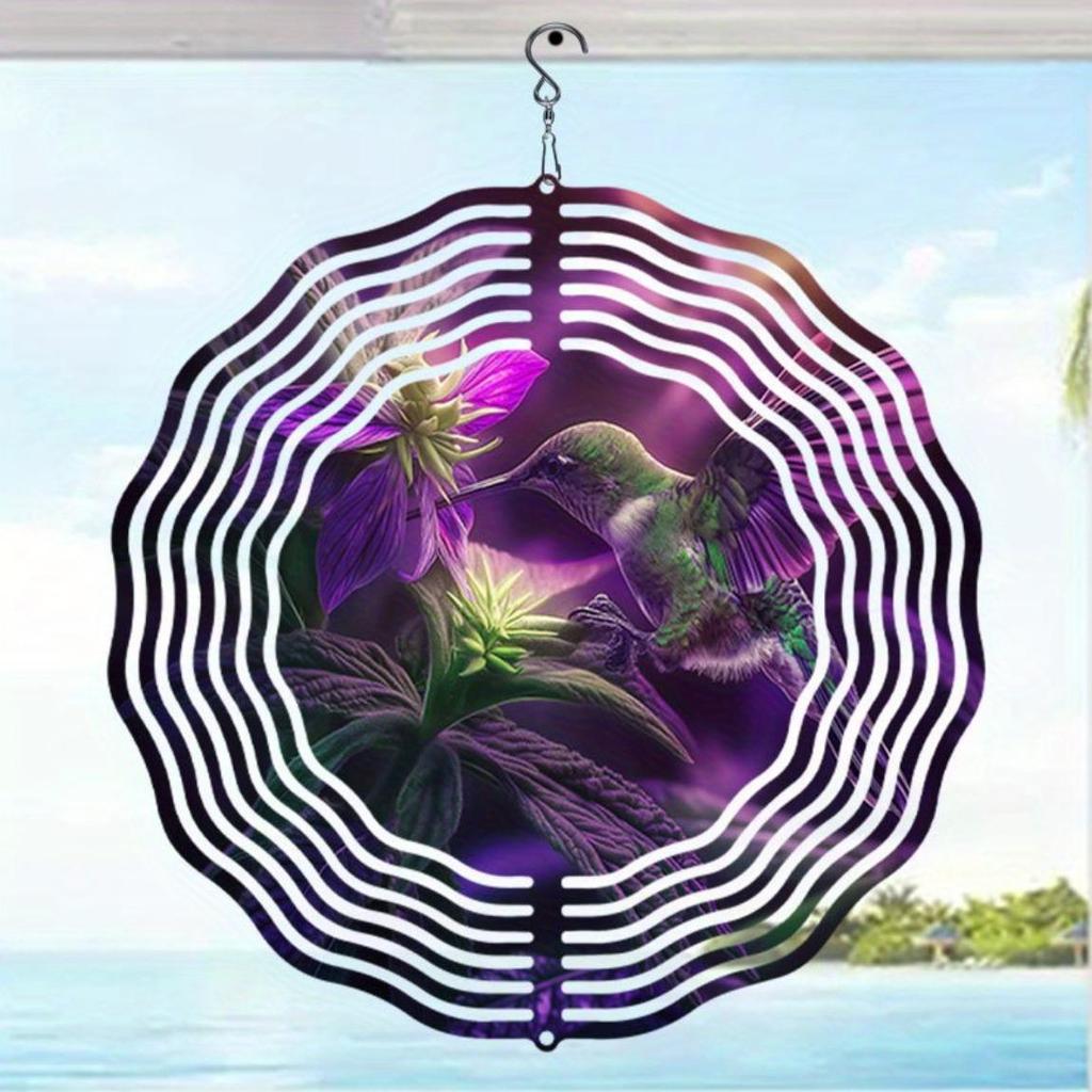 Diligent Hummingbird 2D Wind Spinner Metal Hanging Rotating Ornament for Indoor Outdoor Garden Decor No Power Required Easy to Install