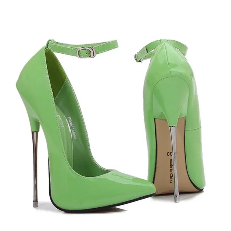 Экстремальные туфли на высоком каблуке 16 см, женские туфли-лодочки на металлическом каблуке, разноцветные туфли на высоком каблуке, женские туфли для танцев на пилоне, сексуальные туфли на каблуках, модельное шоу, большой размер