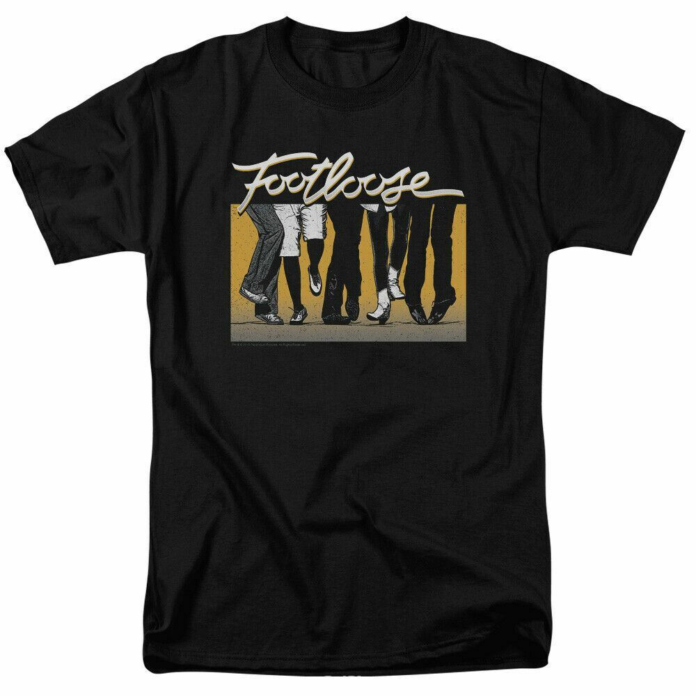Footloose Lets Dance Party T Shirt Mens Licensed 80s Dance Movie Tee Black
