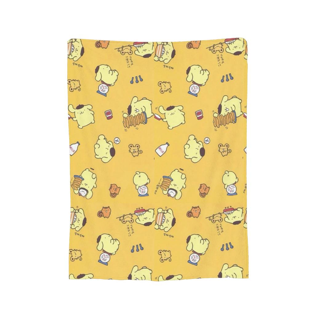 Плюшевое одеяло с помпонами Pom Pom Purin, забавное плед для дома, отеля, дивана, 150*125 см, одеяло