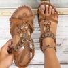 Women's Sandals Bohemian Large Size Flower Rhinestone Sandals Open Toe Beach Sandals