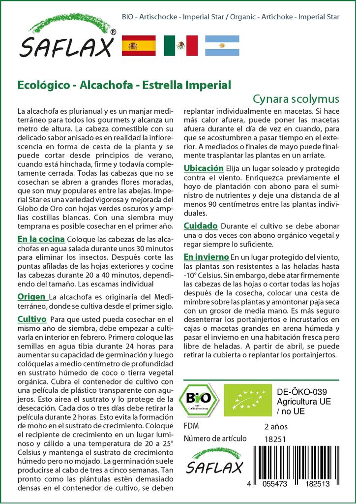 SAFLAX Garden in the Bag - Органический - Артишок - Imperial Star - 5 семян - С субстратом в подходящем пакете - Cynara scolymus