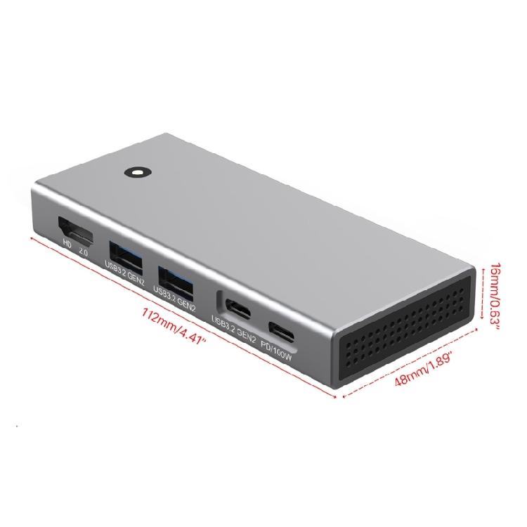 Док-станция M.2 Два протокола TypeC PD100W USB3.2 10 Гбит/с HDMIсовместимый 2.0