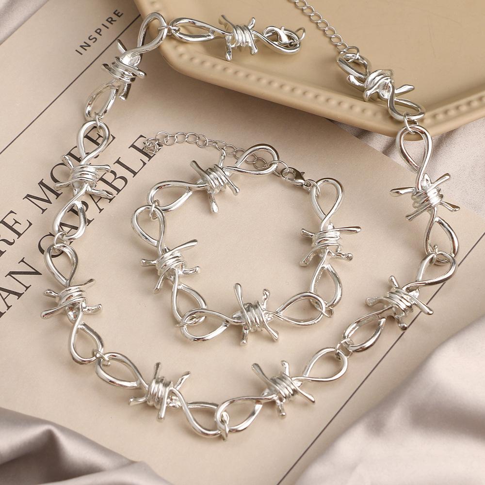 Минималистичное панк колье-чокер и браслет, дерзкая уличная одежда, хип-хоп украшения для женщин и мужчин, готическая цепь, колье на ключицу, подарок