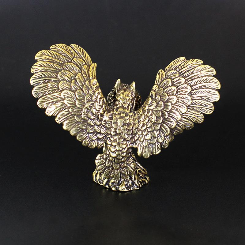 Фигурка совы из латуни, миниатюрная, для чайной церемонии, поделки, аксессуары для брелока, настольное маленькое украшение, животное, домашний декор