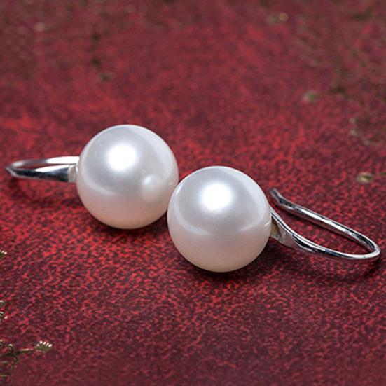 Women Imitation Pearls Ball Hook Earrings Eardrops Bridal Wedding Party Jewelry MIT
