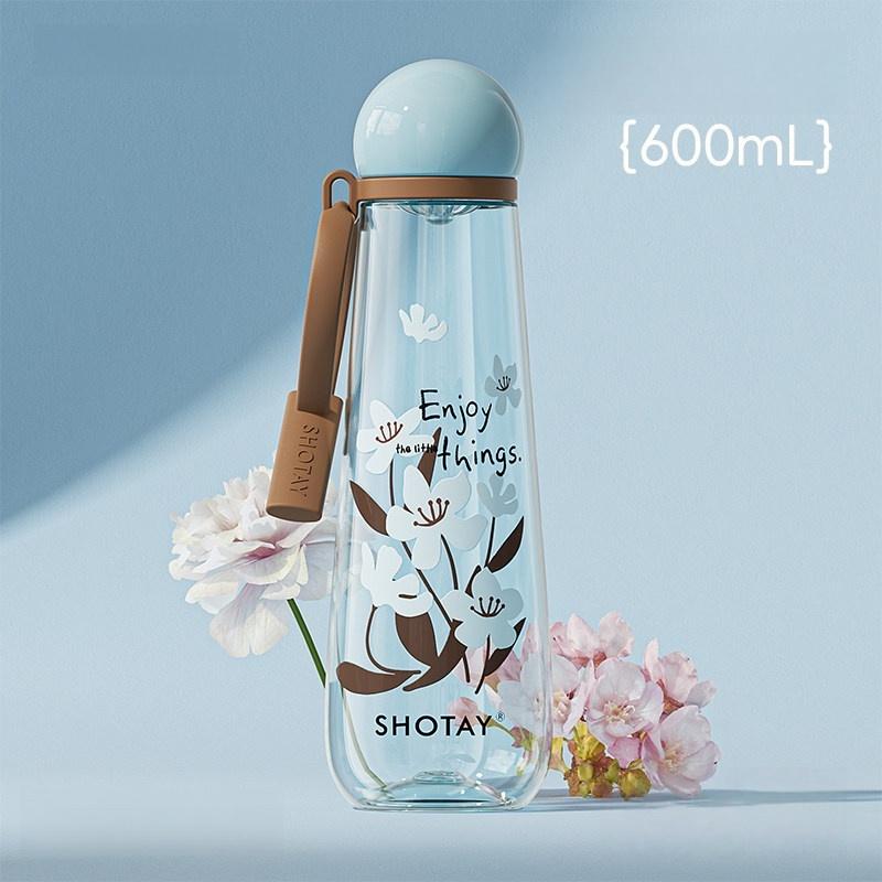 SHOTAY 400/600 мл Пластиковая кружка для воды с цветочным узором, Бутылка для воды с ситечком для чая, Герметичная, Кружка для заваривания чая, Портативная офисная кружка