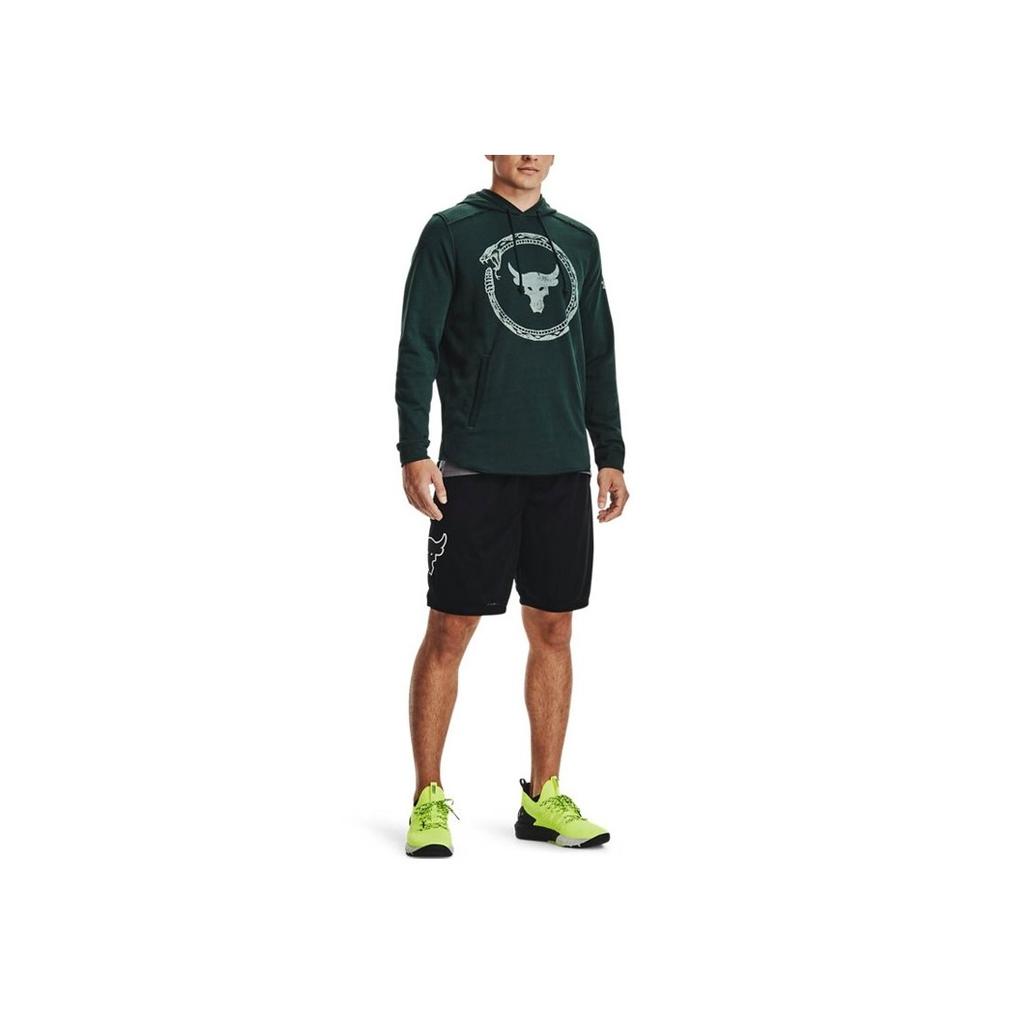 Under Armour Project Rock Johnson Logo Print Training Hoodie Men Hoodies Green 1361747-384