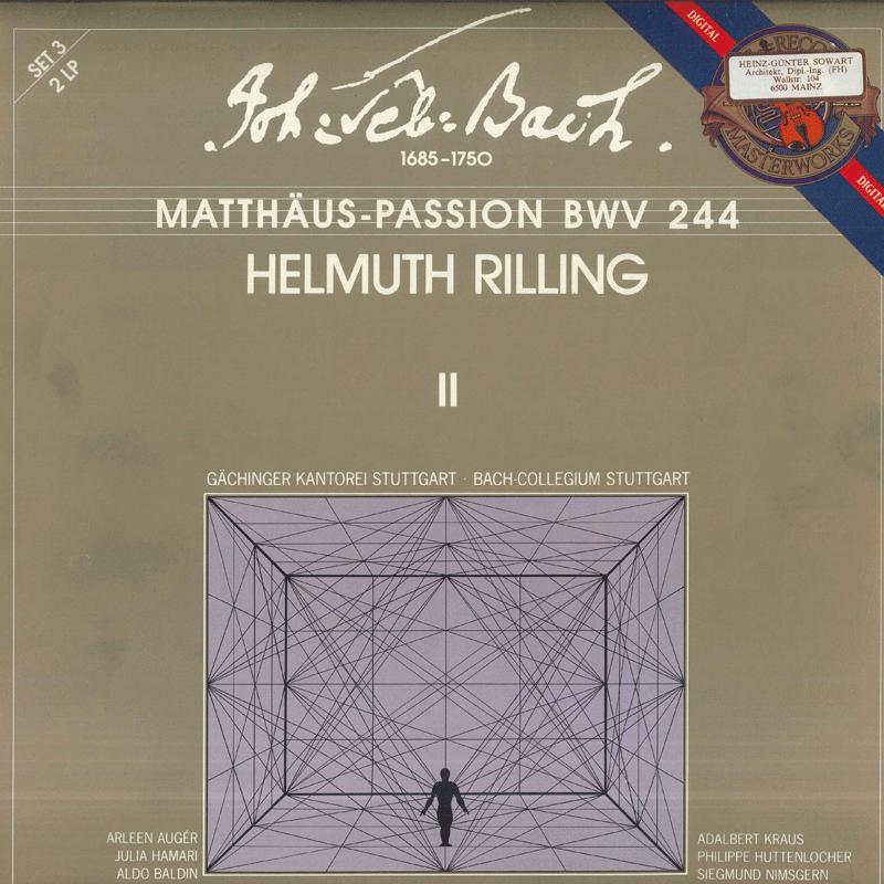 LP Record HELMUT RILLING GACHINGER KANTOREI J S Bach Matthaus Passion Bwv244 2 GM18 CBS RECORDS MAS Netherland Classical Used
