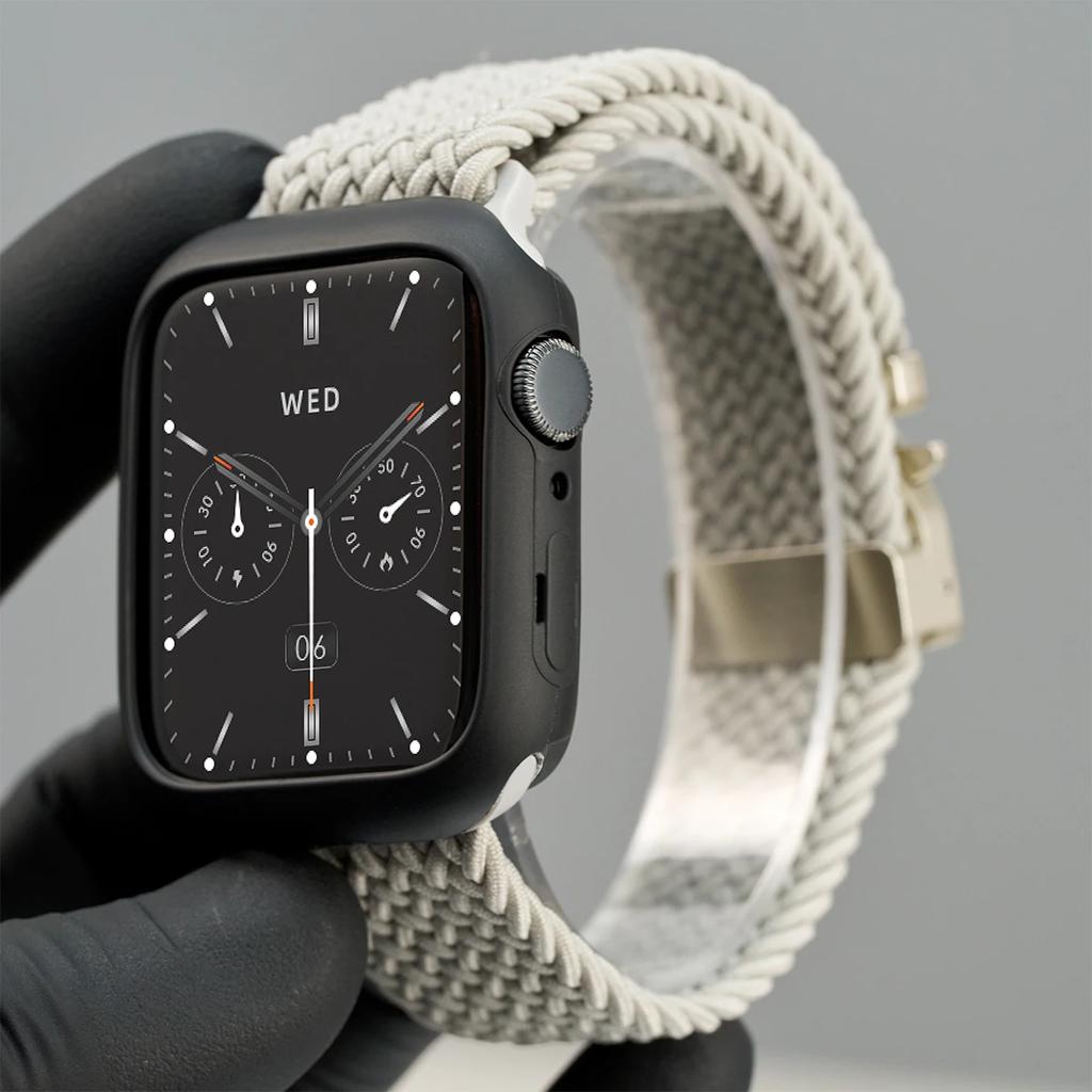 Силиконовый Чехол+Плетеный Ремешок Для Apple Watch Bands 46мм 49мм 44мм 42мм 41мм 40мм 38мм SE 10 9 6 5 Ultra 2 Нейлоновый ремешок Strap