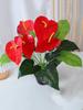 2 пучка красных пальмовых цветов, 10 цветов, искусственные растения, имитация антуриума, зеленые растения, предметы интерьера, украшения для отелей