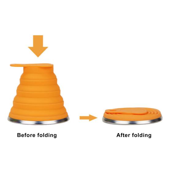 Складной силиконовый стакан для воды Yousheng со шнурком, широким горлышком, герметичный, портативная бутылка для воды с прозрачной крышкой