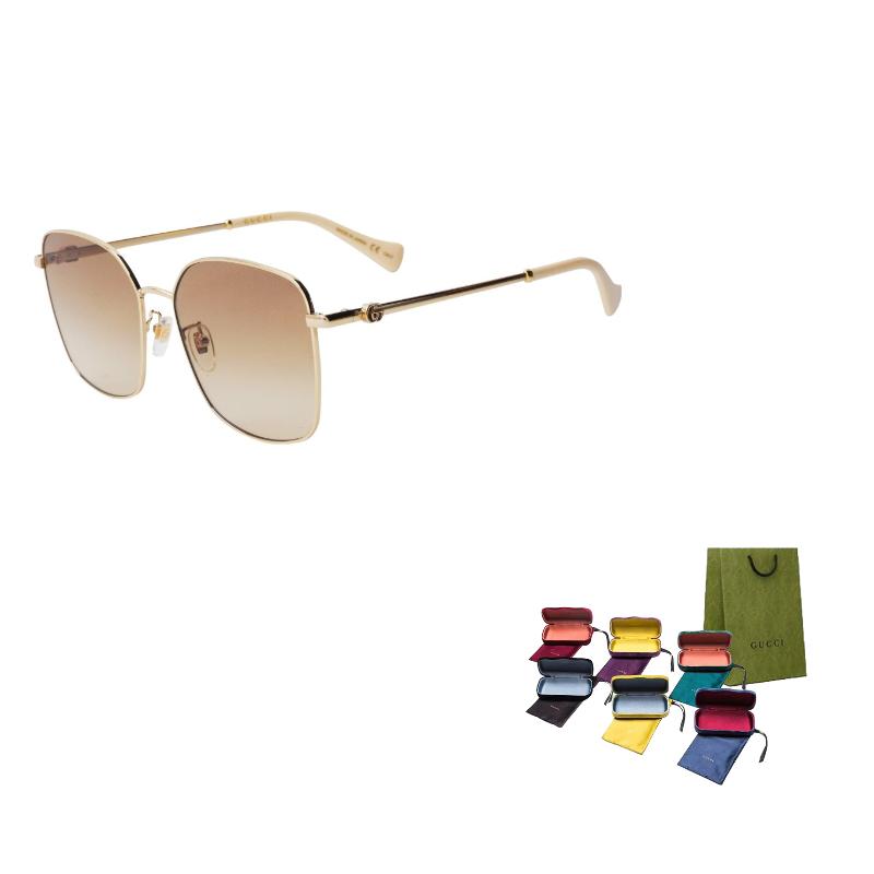 GUCCI Metal Butterfly Frame Vintage Sunglasses Women's Champagne