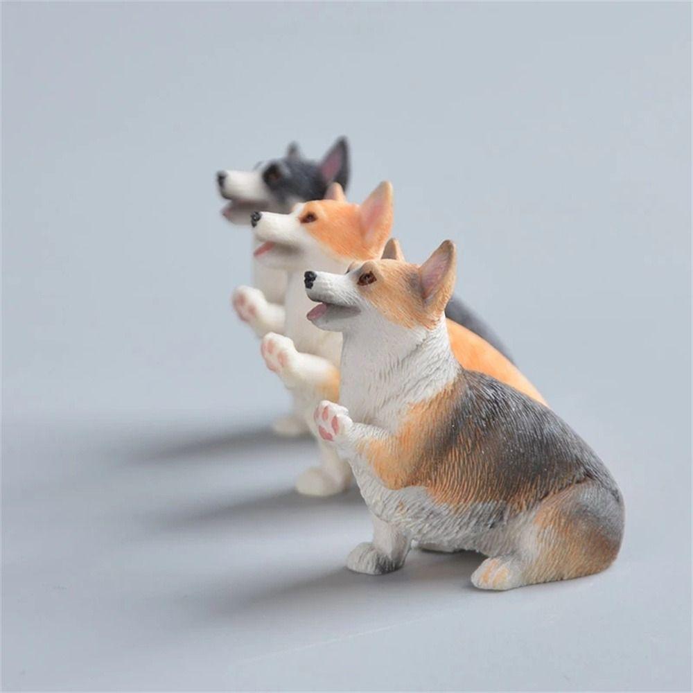 Children's Gift for Kids Mini Animal Car Ornament Simulation Dog Miniature Figurines Corgi Model