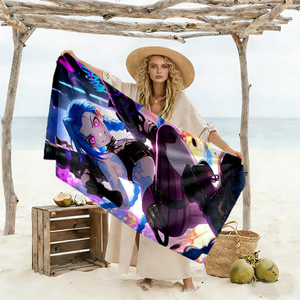 League of Legends Jinx soft beach towel Foldable summer vacation towel Fashion Lovers Spiritual Gift