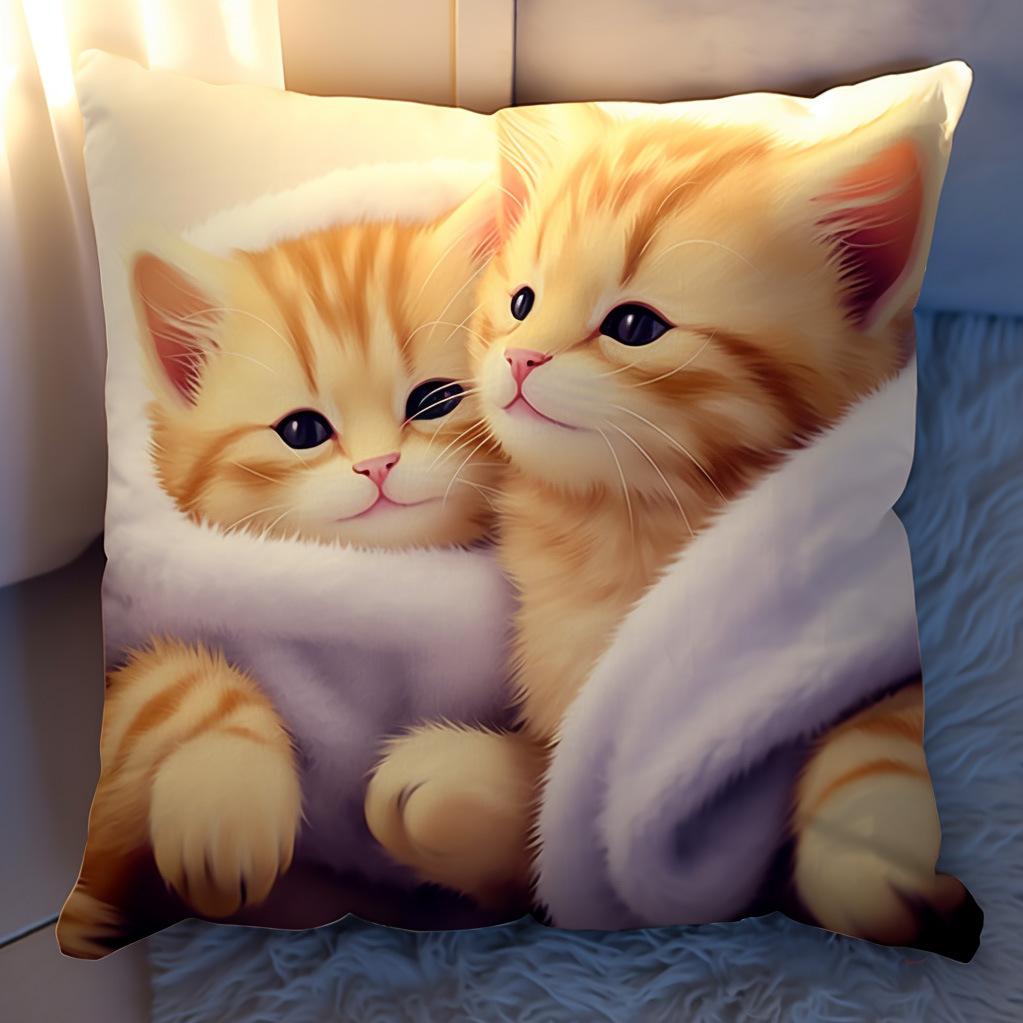 Simple Cute Kitten Pillow Cartoon Sofa Bedside Cushion Car Office Nap Cushion Cat Pillow