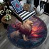 Lion Artwork Round Area Rug,Carpet Rug for Living Room Bedroom Sofa Playroom Decor,Non-slip Floor Mat
