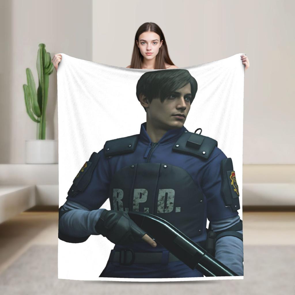 Leon Kennedy Throw Blanket Super Soft Funny Blanket For Couch Chair Travel Flannel Bedspread Bed Cover