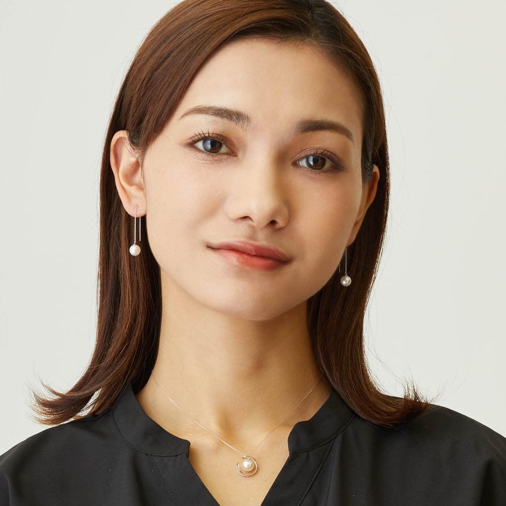 Ожерелье Akoya Pearl Single Pearl Moon Motive Pt900 Platinum [Lara Christie] Женское lp56-0004-pt