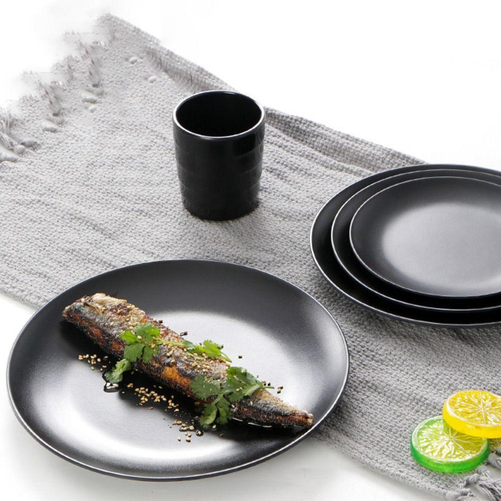 6pcs Imitation Porcelain Round Melamine Plate Japanese Style Appetizer Tray Salad Plate  Sushi