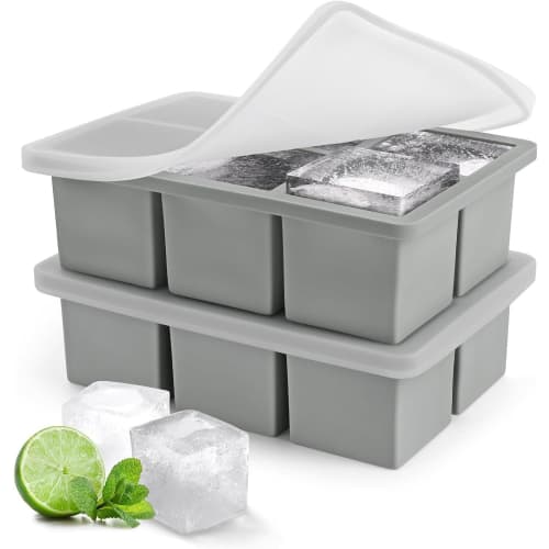 Ice Cube Tray, Ice Storage Container, 5cm Square Ice, 6-Cavity Ice Tray, Household Container, Ice Maker, Ice Making Container, Easy Removal, with Lid,