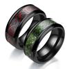 Classic 8mm Black Tungsten Wedding Celtic Dragon For Men  Stainless Steel Red Carbon Fiber Ring Band