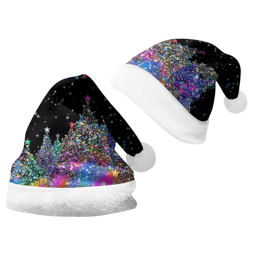2024 Christmas Short Plush Santa Claus Hat for Adults & Kids - DIY Printed Ornaments